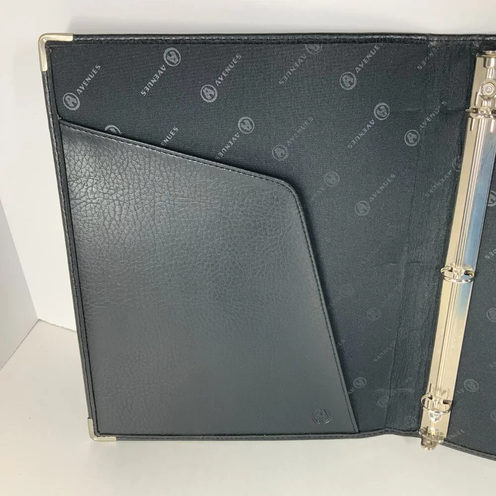 Avenues Vintage-Style Black Faux Leather 3-Ring Binder – Classic Office Organiza